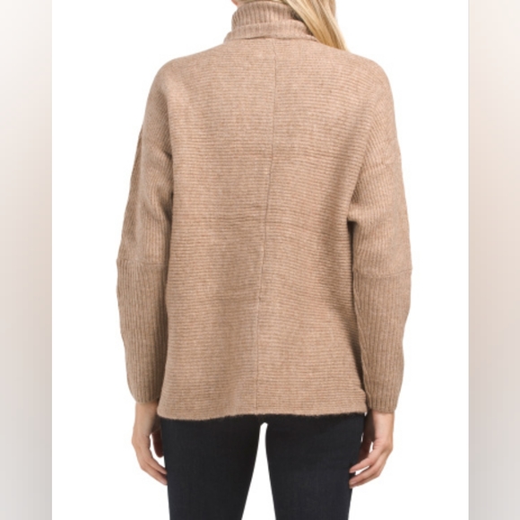 Vince Camuto Hi-Lo Cozy Oversized Turtleneck Sweater, M, Taupe, NWT - Picture 3 of 12